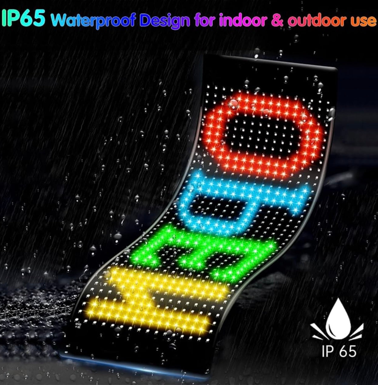 7x3 Bluetooth LED Scrolling Sign - Programmable Car Window Display with App Control, Customizable Text & Animations for Business Advertising & Store Decor