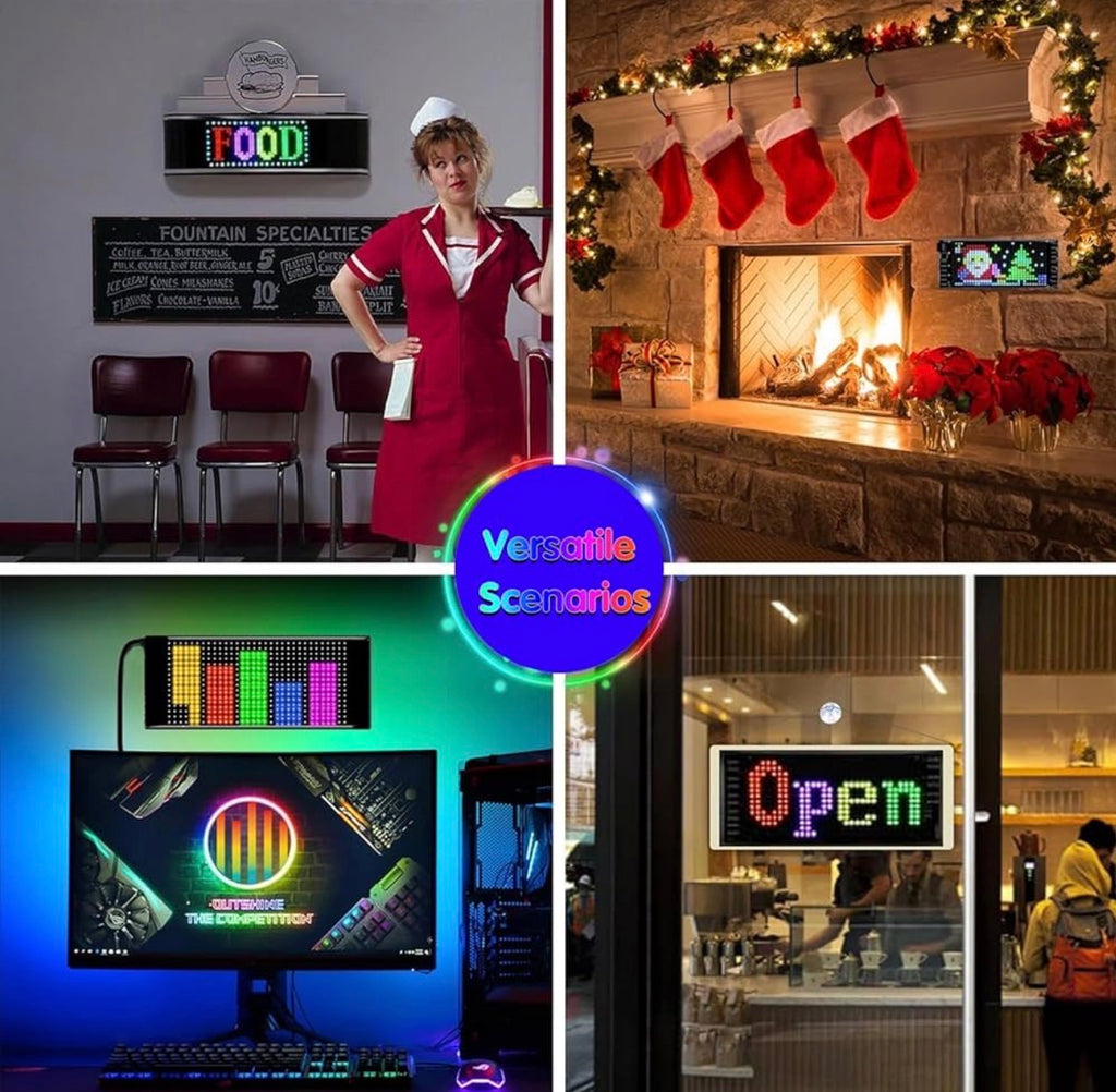 7x3 Bluetooth LED Scrolling Sign - Programmable Car Window Display with App Control, Customizable Text & Animations for Business Advertising & Store Decor